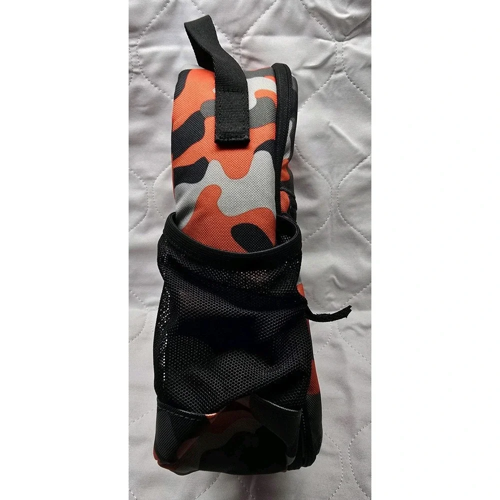 Lands' End Orange Gray Black Camo Lunch Box Zip‎ Around Bag